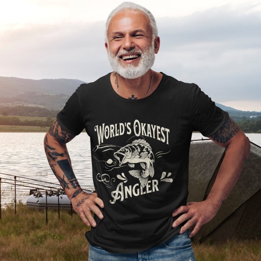 World's Okayest Angler - Funny Fishing Gift  T-shirt