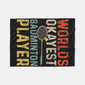Worlds Okayest Badminton Player Retro Badminton 1 Fleece Deken (Voorkant (Horizontaal))