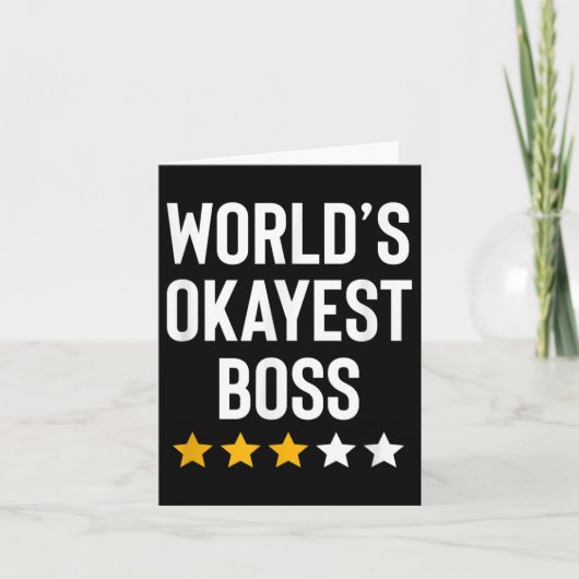 Worlds Okayest Boss Funny Birthday Christmas Gag G Kaart (Voorkant)