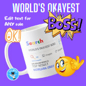 WORLDS OKAYEST BOSS Funny Top Search Result Koffiemok