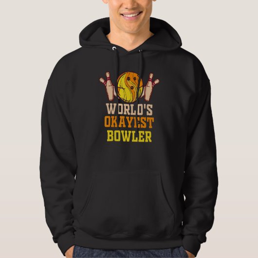 Worlds Okayest Bowler Mens Bowling Ball   Bowler Hoodie (Voorkant)