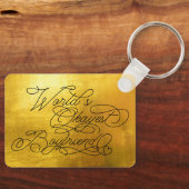 World's Okayest Boyvriend Funny Gold Quote Custom Sleutelhanger (Voorkant)