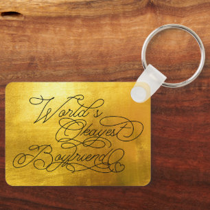 World's Okayest Boyvriend Funny Gold Quote Custom Sleutelhanger