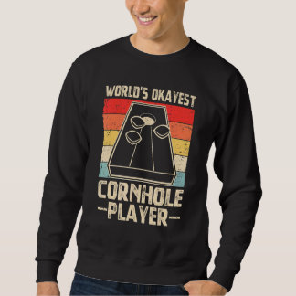 Worlds Okayest Cornhole Player Retro Cornhole Bean Trui