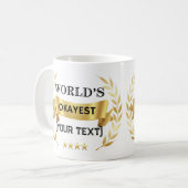 World's Okayest [Custom Text] Grappige gouden laur Koffiemok (Voorkant links)