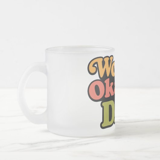 World's Okayest Dad Frosted Coffee Mok (Links)