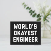 World's Okayest Engineer Funny Quote Briefkaart (Staand voorkant)
