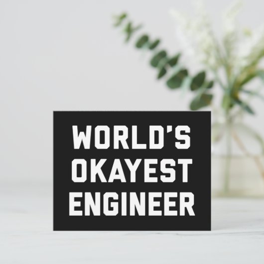 World's Okayest Engineer Funny Quote Briefkaart (Staand voorkant)