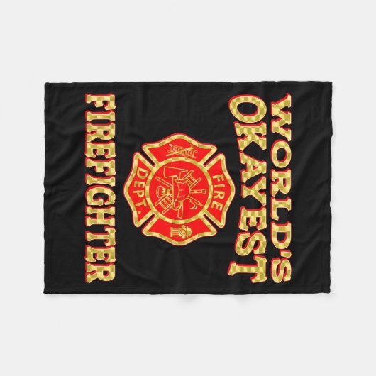 Worlds Okayest Firefighter Fireman Funny Firefight Fleece Deken (Voorkant (Horizontaal))