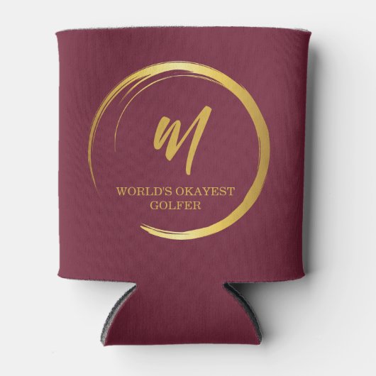 Worlds Okayest Golfer Gold Monogram Blikjeskoeler (Voorkant)