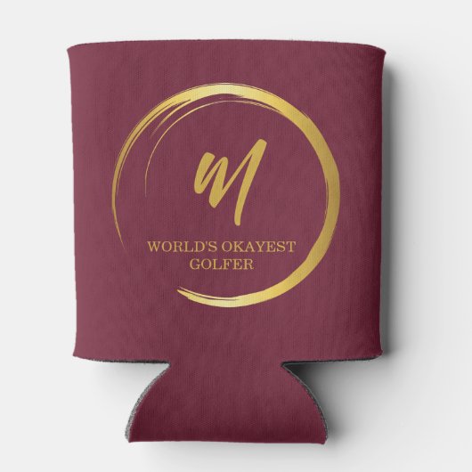 Worlds Okayest Golfer Gold Monogram Blikjeskoeler (Achterkant)