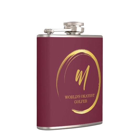 Worlds Okayest Golfer Gold Monogram Heupfles (Rechts)