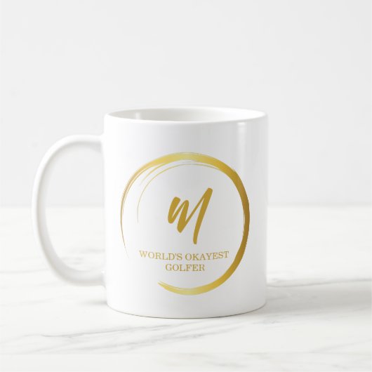 Worlds Okayest Golfer Gold Monogram Koffiemok (Links)