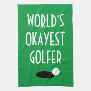 Worlds Okayest Golfer keukenhanddoek voor golfminn