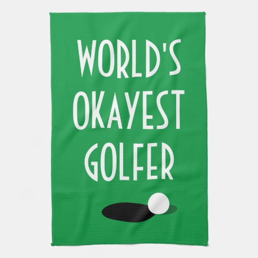 Worlds Okayest Golfer keukenhanddoek voor golfminn (Verticaal)