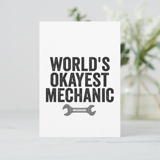 World's Okayest Mechanic Funny Auto Repirman Gift Bedankkaart (Staand voorkant)