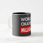 Worlds okayest Milligan Tweekleurige Koffiemok (Voorkant links)
