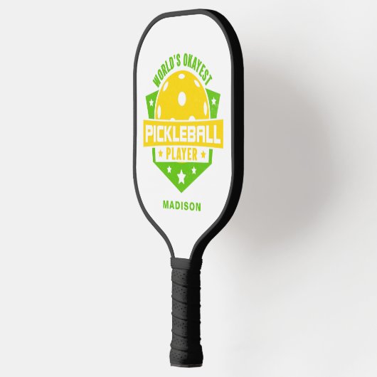 World's Okayest Pickleball Player Funny Name Paddle (Links)