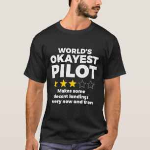 Worlds Okayest Pilot Funny Review Drie Sterren Rat T-shirt