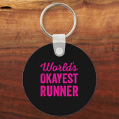 Worlds Okayest Runner Funny Sarcastic Running Srts Sleutelhanger (Voorkant)