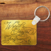 World's Okayest Vriendin Funny Gold Quote Custom Sleutelhanger (Voorkant)