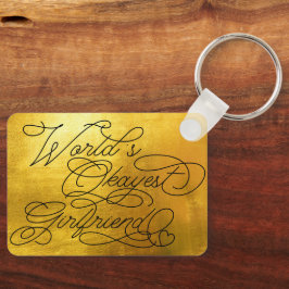 World's Okayest Vriendin Funny Gold Quote Custom Sleutelhanger