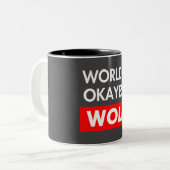 Worlds okayest wolf tweekleurige koffiemok (Voorkant links)