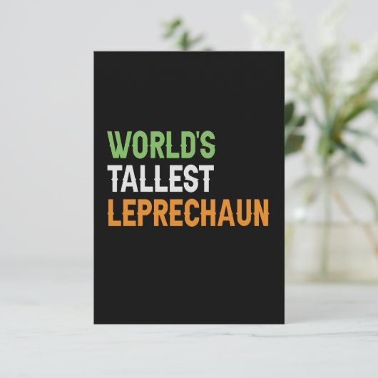 World's Tallest Leprechaun Funny Irish St Patrick Bedankkaart (Staand voorkant)