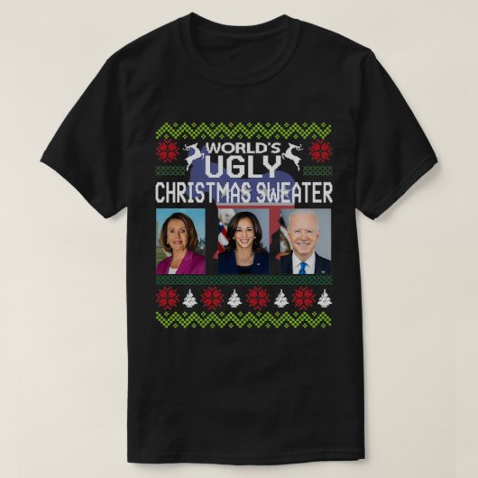 World's Ugly Pelosi Kamala Joe Biden Kerstmis Swe T-shirt (Design voorkant)