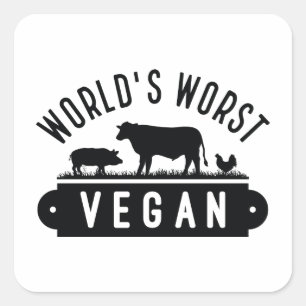 World's Worst Vegan Vierkante Sticker