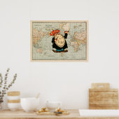 "Worldwide Hitchhiker" gerestaureerde vintage post Poster (Keuken)