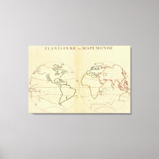 Worlp-kaart met 5 zones canvas afdruk (Voorkant)