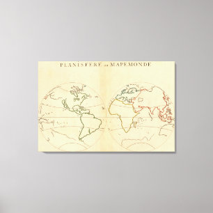 Worlp-kaart met 5 zones canvas afdruk