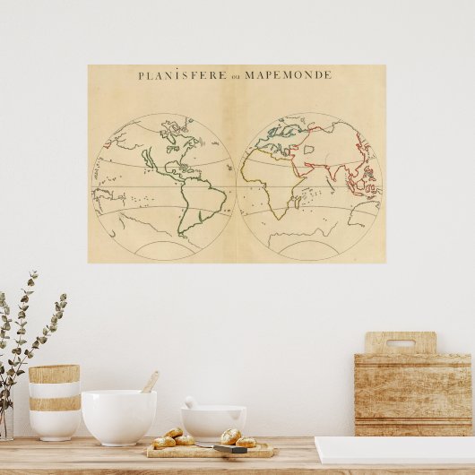 Worlp-kaart met 5 zones poster (Keuken)