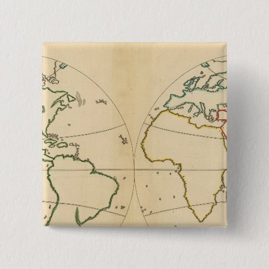 Worlp-kaart met 5 zones vierkante button 5,1 cm (Voorkant)