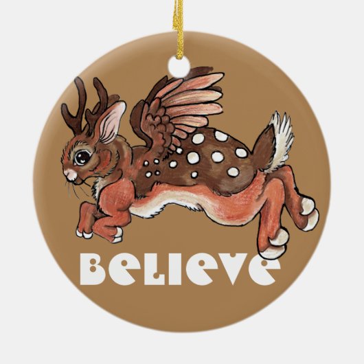 Worlpertinger/Jackalope Believe Keramisch Ornament (Achterkant)