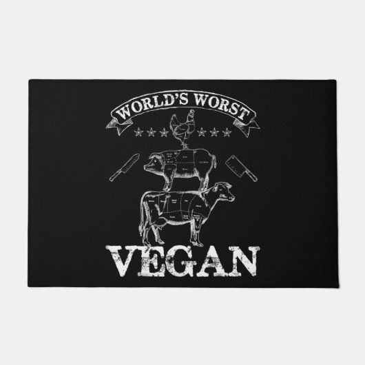 Worlst Vegan Vat BBQ Chicken Pig Cow Deurmat (Voorkant)