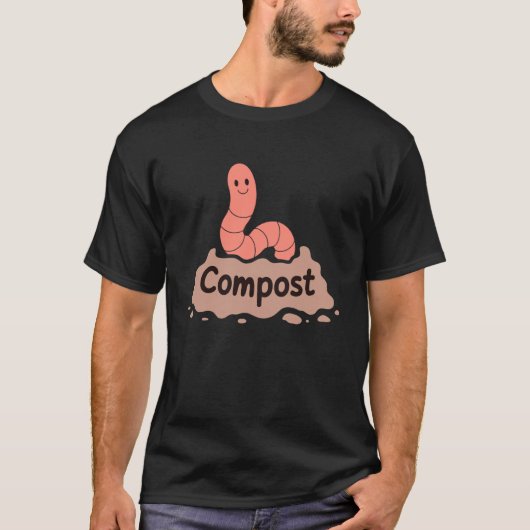 Worm Composter Cute Earthworm Garden Compost T-shirt (Voorkant)
