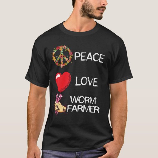 Worm Farmer Love Peace Heart Hand Catch Worm Farmi T-shirt (Voorkant)