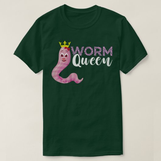 Worm Farmer Queen Crown Vermiculture Red Wiggler T-shirt (Design voorkant)