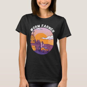Worm Farmer Sky Sunset Boerderij Barn Worm Farming T-shirt