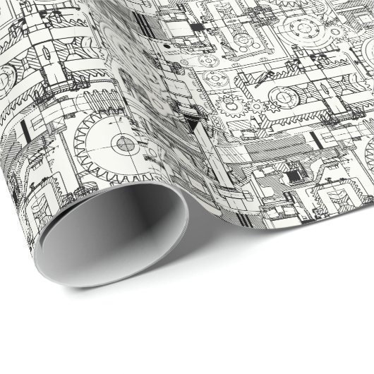 Worm Gears: Naadloze technische machines. Cadeaupapier (Rol Hoek)