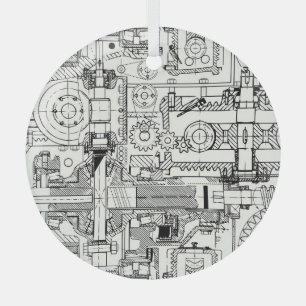 Worm Gears: Naadloze technische machines. Glas Ornament