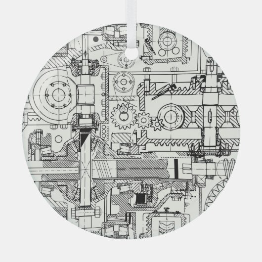 Worm Gears: Naadloze technische machines. Glas Ornament (Voorkant)
