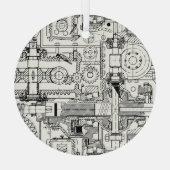Worm Gears: Naadloze technische machines. Glas Ornament (Achterkant)