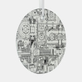 Worm Gears: Naadloze technische machines. Glas Ornament (Voorkant Rechts)