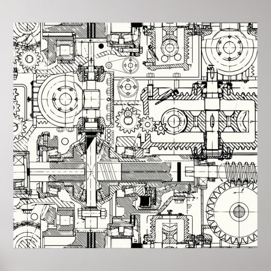 Worm Gears: Naadloze technische machines. Poster (Voorkant)