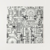 Worm Gears: Naadloze technische machines. Wandkleed (Voorkant (horizontaal))