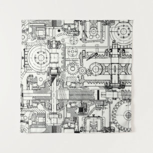 Worm Gears: Naadloze technische machines. Wandkleed
