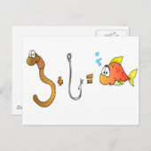 Worm + haak = Vis Briefkaart (Voorkant / Achterkant)